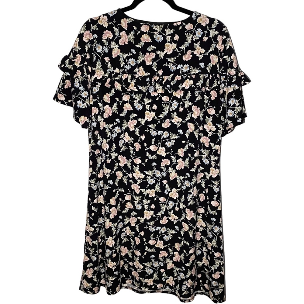 CeCe Women's Medium Flutter Sleeve Dress Scoop Neck Floral Flowers Ruffle - Picture 4 of 8